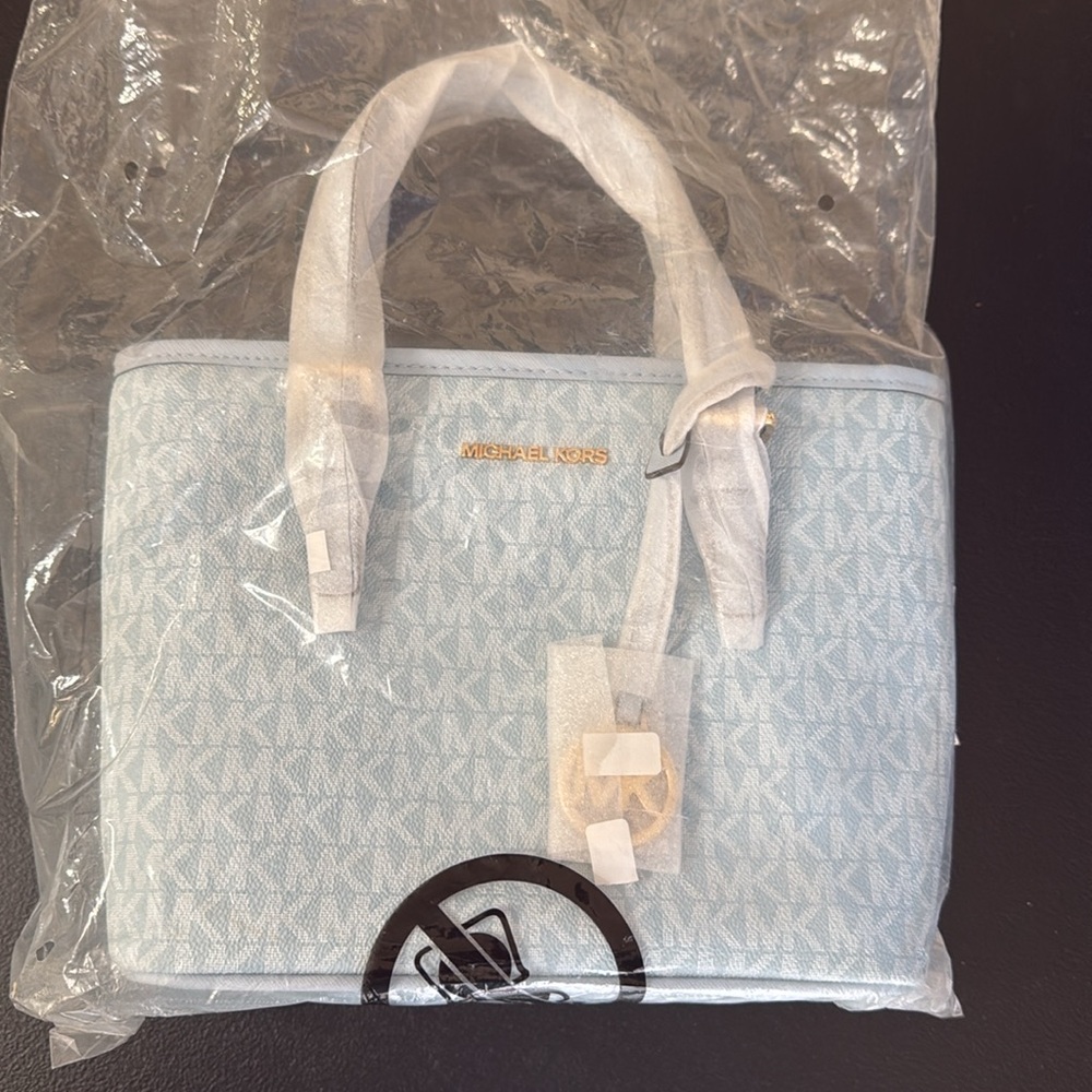 Michael Kors Jet Set Travel Extra-Small Logo Top-Zip Tote Bag with crossbody str